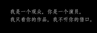 什么能留下，什么会消失得连影子都不剩。
我想时间会证明一切。
我是一个观众，你是一个演员，
我只看你的作品，我不听你的借口。