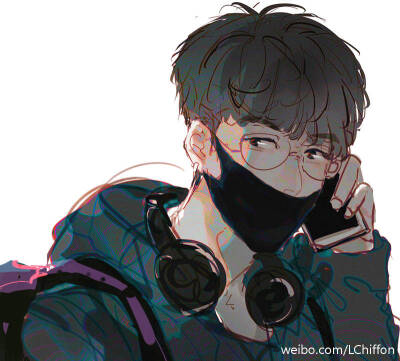 张艺兴 眼镜 耳机 漫画 饭绘 LAY fanart cr. logo 侵删