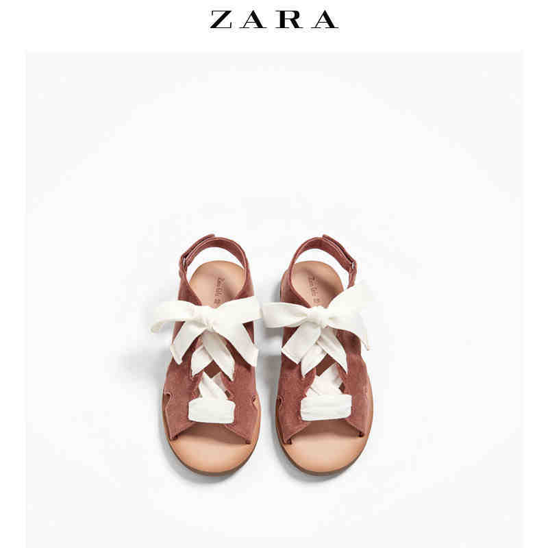 ZARA 童鞋 天鹅绒系带凉鞋 12824203050