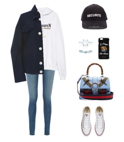 Vetements hoodie，Tibi coat，Frame jeans，Converse sneakers，Gucci bag、iphone case，Vetements cap，Tiffany ring#2017