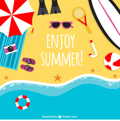 夏日夏天 度假沙滩 平面广告 促销海报设计素材 背景图片 AI PS