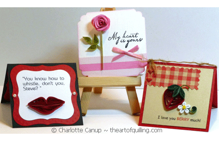 3 quilled Valentine cards