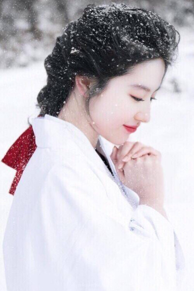 刘亦菲 神仙姐姐 小龙女 白色 雪景 摄影 