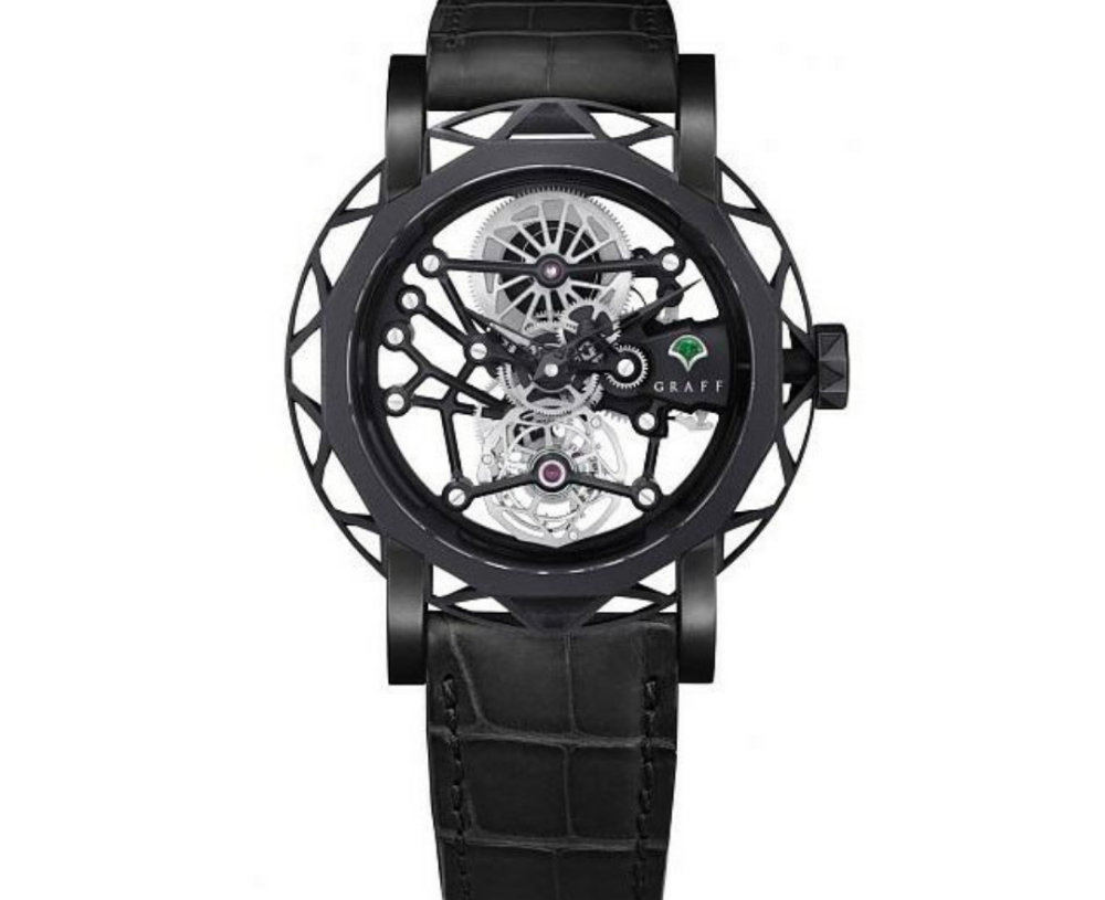 格拉夫MasterGRAFF Structural Tourbillon Skeleton腕表，别树一帜
钻石款式以白金或玫瑰金打造，而无钻款式则有黑色类钻石涂层、棕色类钻石涂层或黑色钛金属配玫瑰金细节可供选择。璀璨不凡的Diamond MasterGRAFF Structural Tourbillon Skeleton腕表，使格拉夫复杂腕表系列更添迷人魅力。