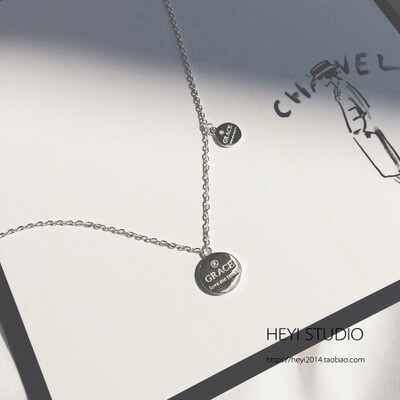 荷意HEYISTUDIO S925纯银 极简grace圆牌吊坠锁骨链 精致女士项链