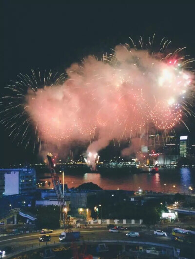 香港国庆，维港的烟花