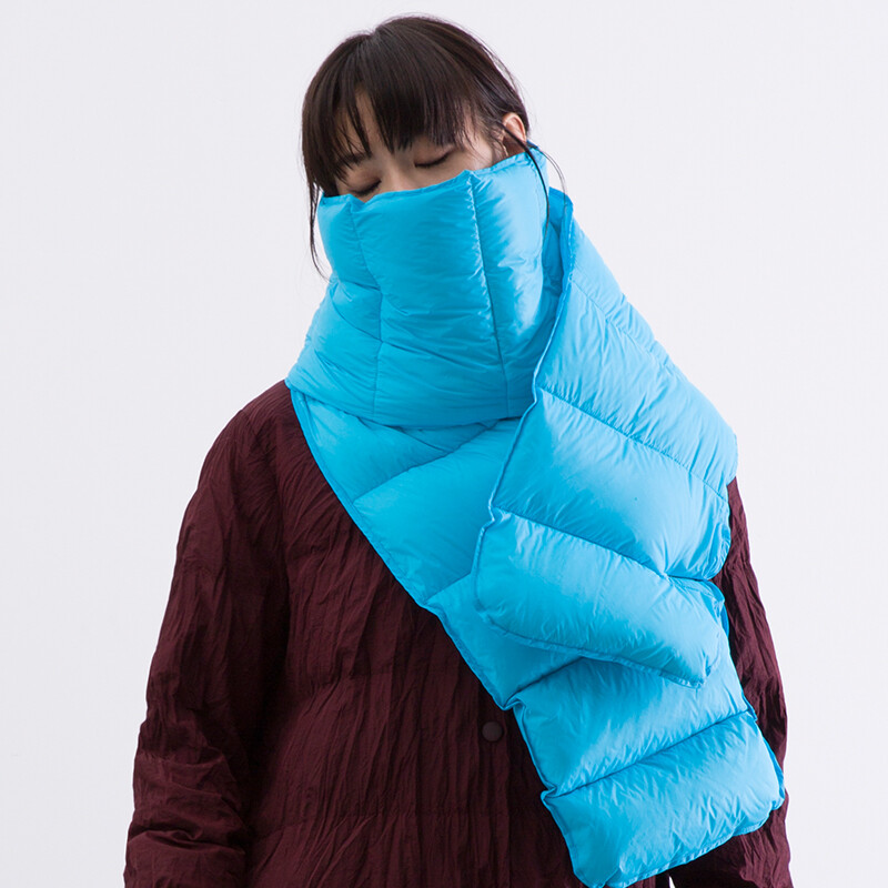 半圆原创设计2016冬白鸭绒纯色长方形女士围巾保暖3色可选