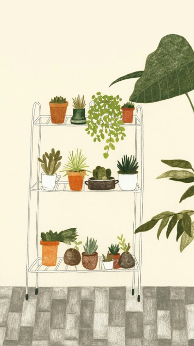 插画盆栽