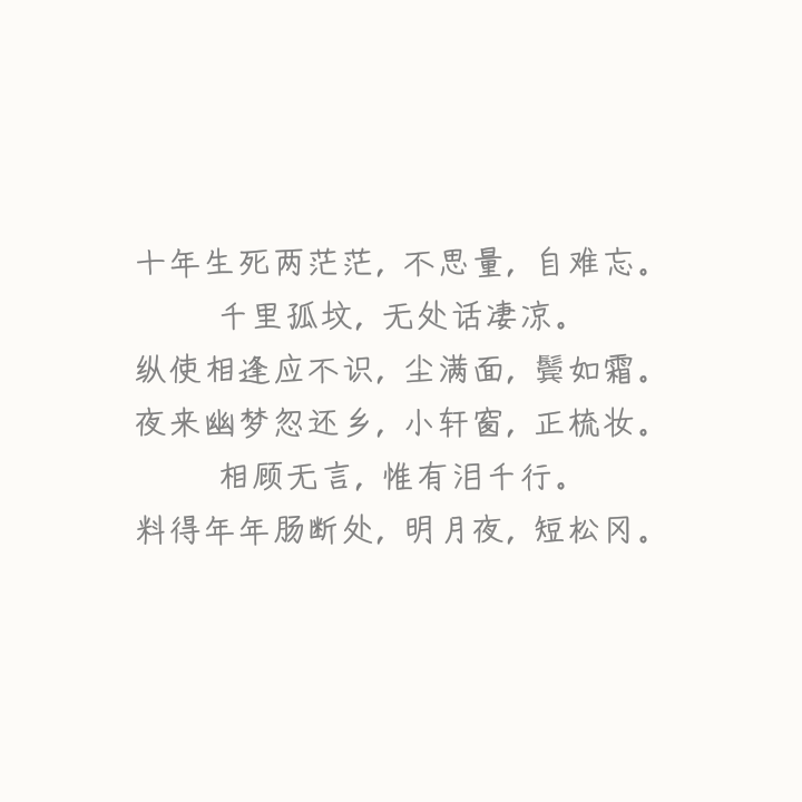 江城子·乙卯正月二十日夜记梦
宋 苏轼
