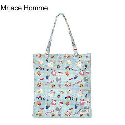 Mr.ace Homme印花手提单肩包萌界女包韩版环保叠便携购物袋