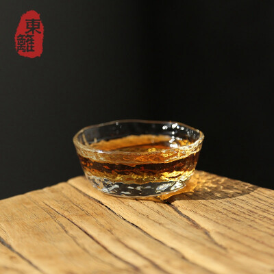 出口日本职人手工初雪透明水晶耐热玻璃茶杯茶道杯子锤纹个人单杯