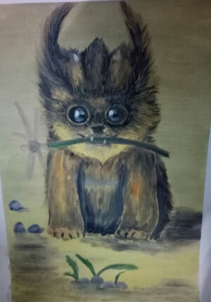 小神兽一枚，相信来自火星的你一定很喜欢哦，刀笔油画挂画肯定是你的最爱，赶紧收养这只萌萌哒小宝宝吧