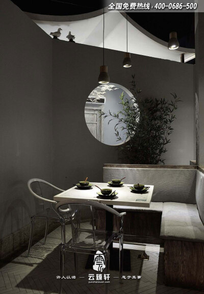 中式淡雅餐厅桌椅设计效果图