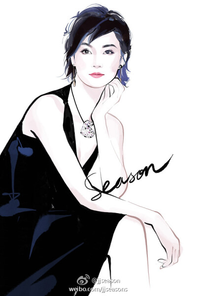 #jjseason插画# #season时尚插画# ----- 有一种优雅叫#张曼玉# O影后张曼玉