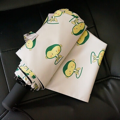 韩国创意卡通自动晴雨伞折叠遮阳伞防紫外线女黑胶防晒太阳伞两用