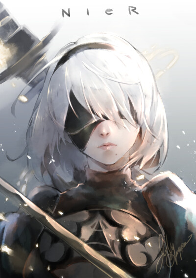 尼尔：机械纪元 NieR：Automata 2B 画师：着よ 本作品pixiv id= 61864722