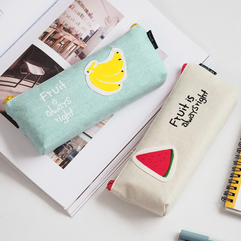创意韩国文具夏日水布女生大容量拉链笔袋可爱小清新学生笔包