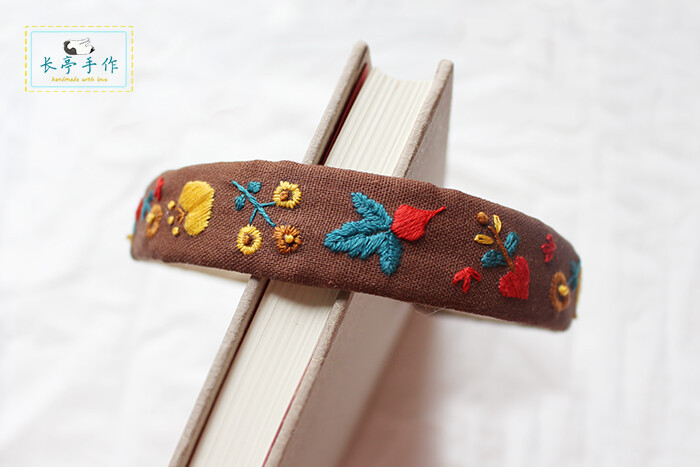 刺绣发箍原创设计手工diy发饰发圈民族风撞色混搭发带文艺小清新波西米亚风欧式刺绣绣棚绣花课程教程