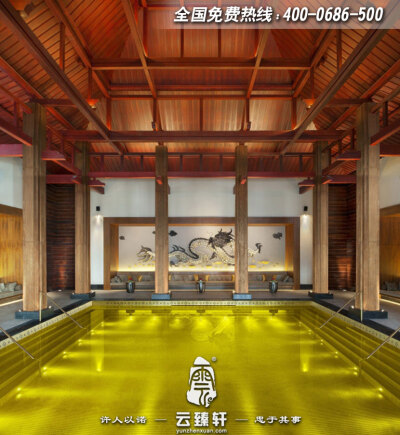 优雅质朴的中式度假酒店游泳池设计