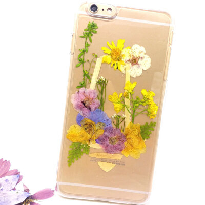 新款iphone6森林原创设计花蓝 真花手机壳苹果7plus手工diy定制