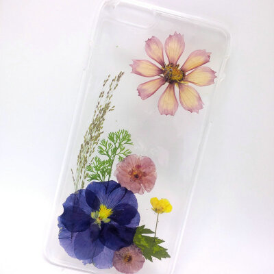 定制diy手工苹果6s/7plus oppor9plus真花干花日韩清新鲜花手机壳