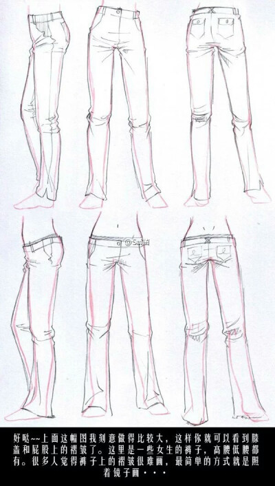 衣褶绘制参考，归类了各类褶皱的详细说明以及重力对衣服的影响，认真观察每一条褶皱，收了学习~ ​​​​