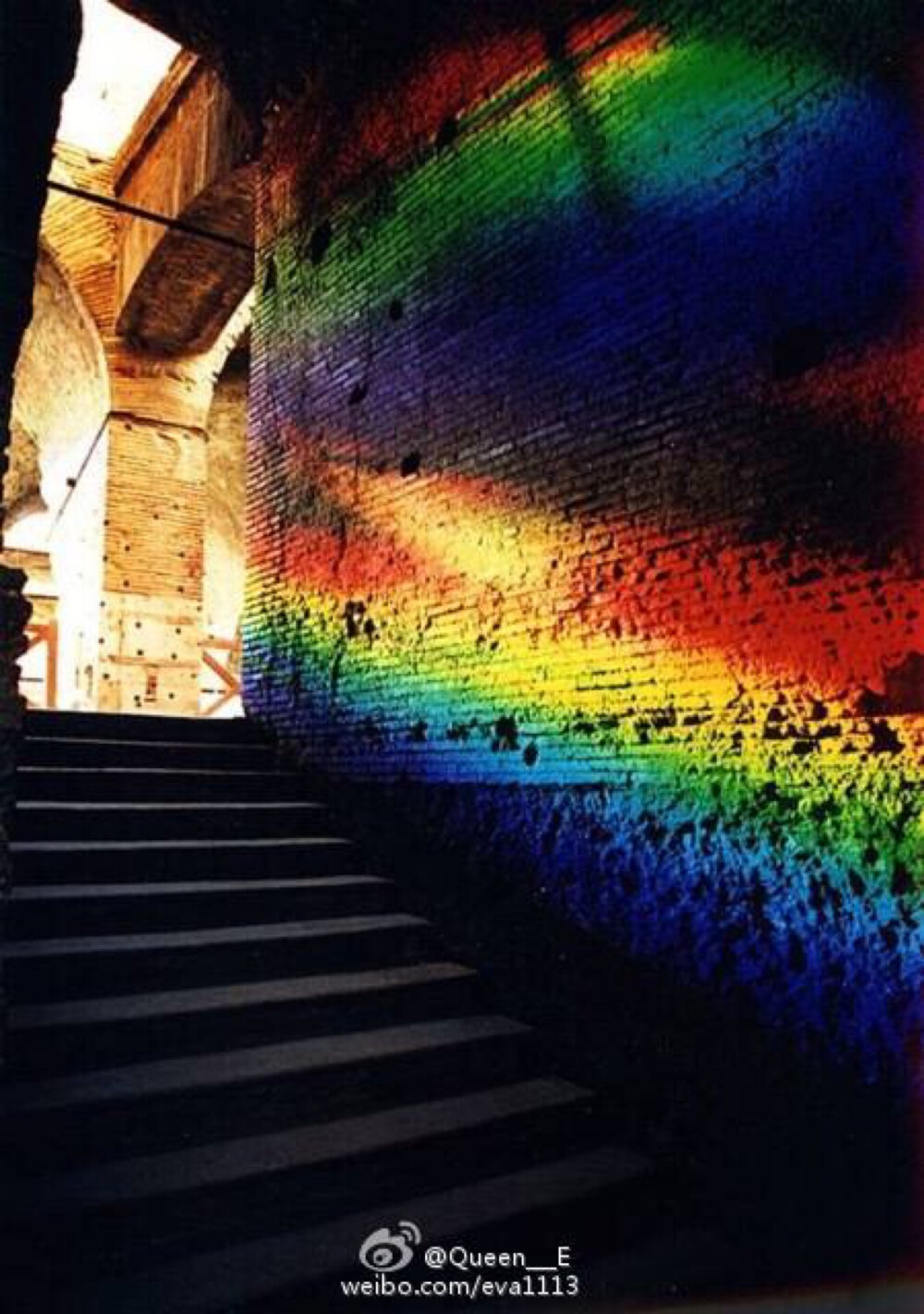 Peter Erskine (American, b. 1941, New Haven, CT, USA) - 1: Spectrum of Time, Rainbow Sundial calendar, 1999 Permanent Installations. 2,3,4,5: New Light On Rome, 2000 Spectrum Sunlight on Aula Stairs.Trajan’s Markets, Rome 112 AD. ​