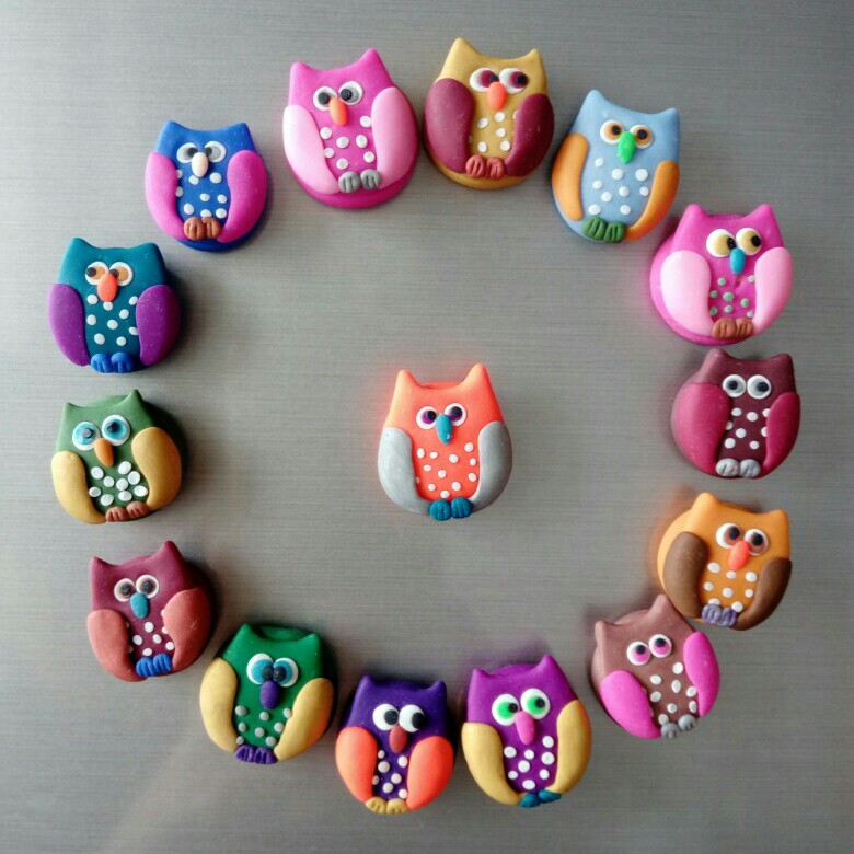 软陶猫头鹰冰箱贴我的最爱