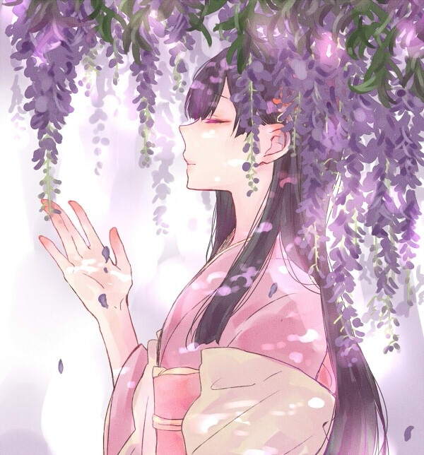 动漫 古风 少女 紫藤花