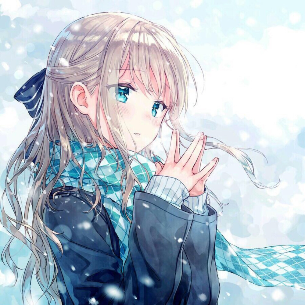 #动漫#少女#清纯#高清#壁纸#星空#雪花#效果#插画#冬日#暖系