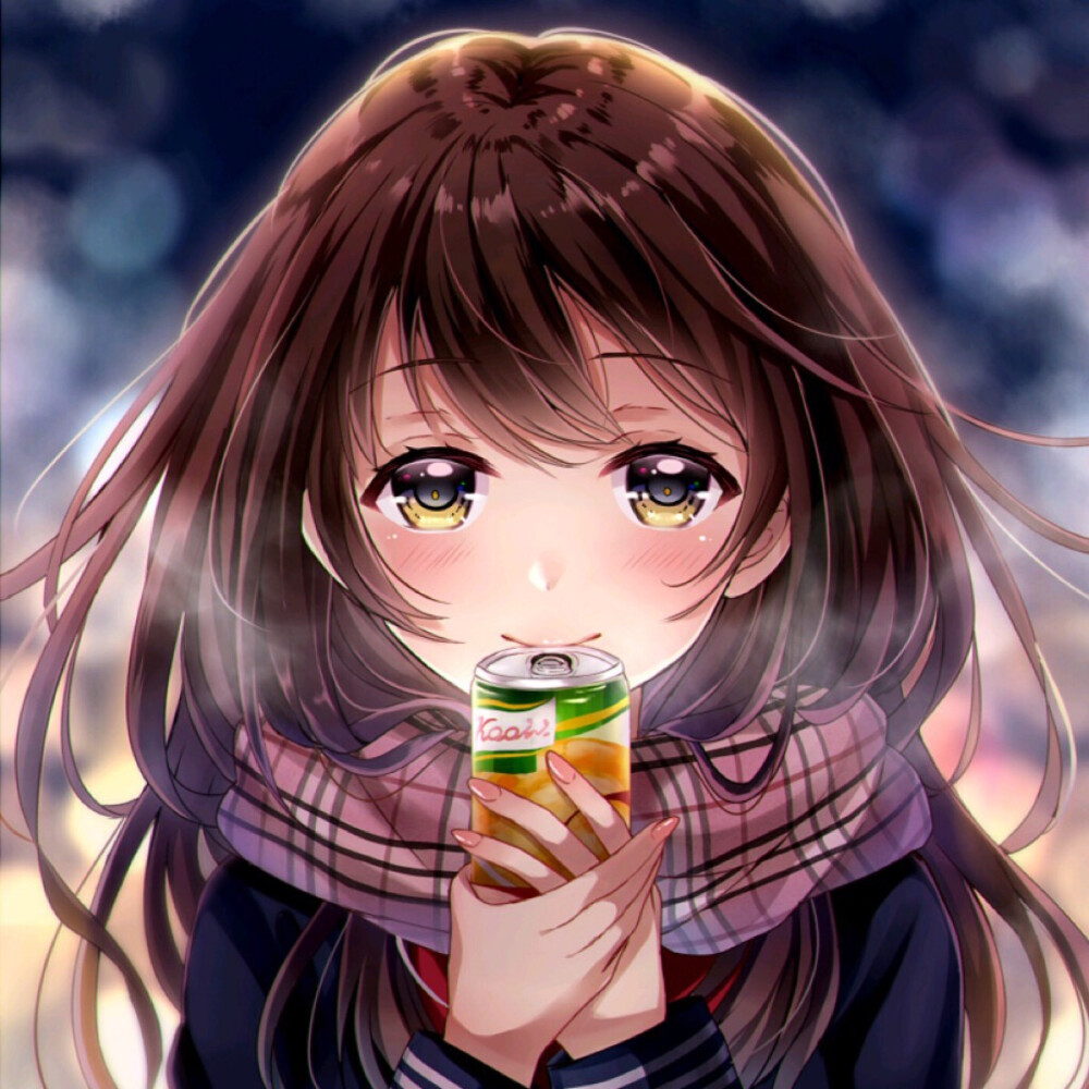 动漫#少女#清纯#高清#壁纸#星空#雪花#效果#插画#冬日#暖系