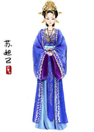 彩虹堂古风手绘美人张馨予妲己