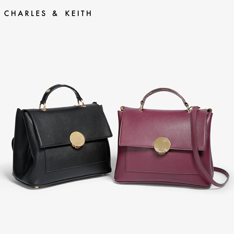 CHARLES&amp;KEITH 单肩包 CK250670492 欧美时尚锁扣女士手提包