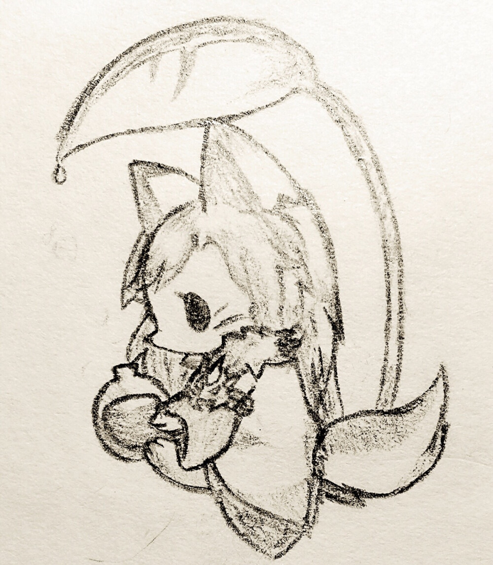 手绘孤独的狐狸白