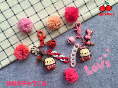 米奇米妮-迪斯尼圆圆钥匙扣，挂包扣。taobao:樱桃弯子手工铺 WX:CherryHandwork