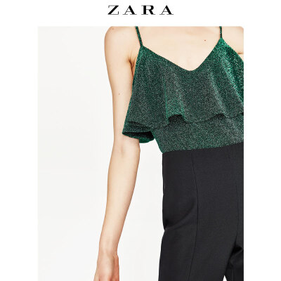 ZARA 女装 亮光肩带连体衣 06096003500