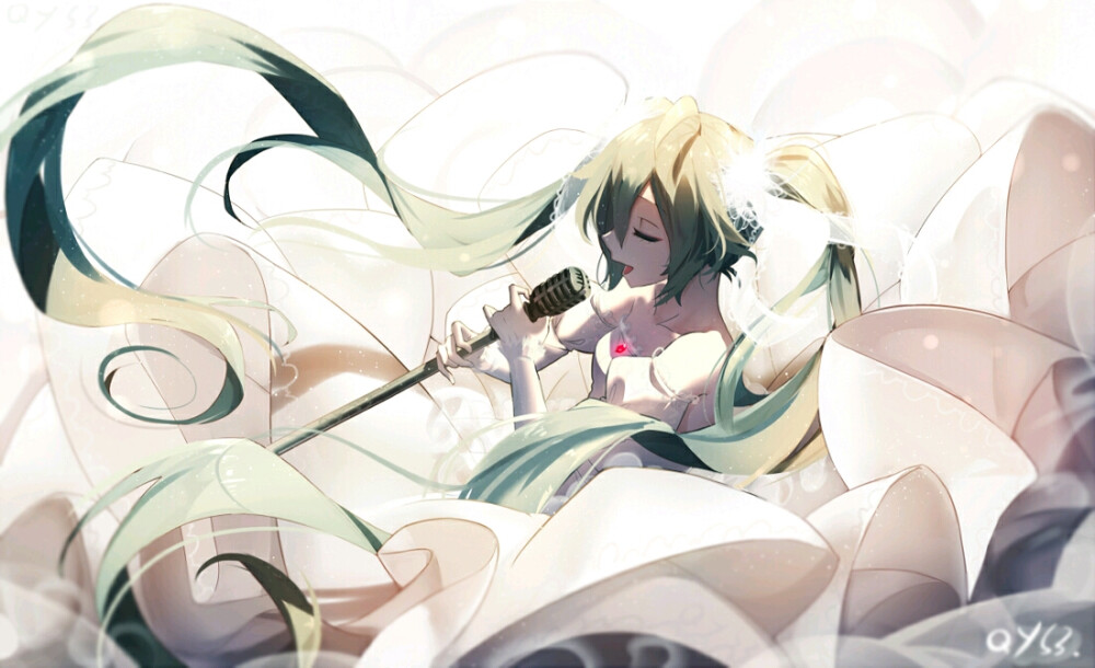 侵删，图片源源于P站，未向画师授权。
miku 唱歌 | 千夜QYS3 #pixiv http://www.pixiv.net/member_illust.php?illust_id=61845198&mode=medium