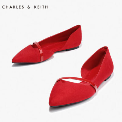 CHARLES&KEITH镂空女鞋 CK1-70900014 尖头舒适休闲平底单鞋子