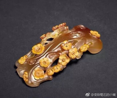 清 玛瑙雕梅花镇纸