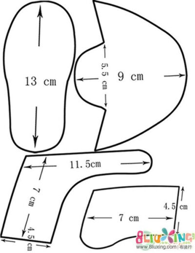 13厘米1:1童鞋纸样