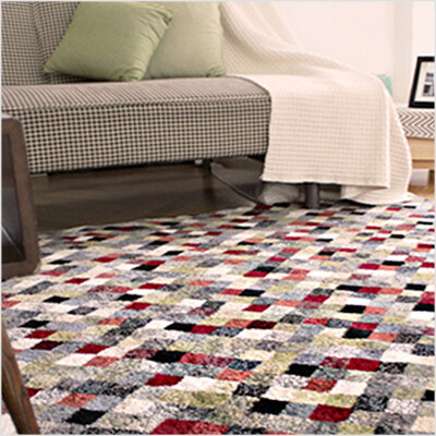 韩国进口彩色混色菱形格子菱格客厅卧室奢华土耳其丙纶大地毯