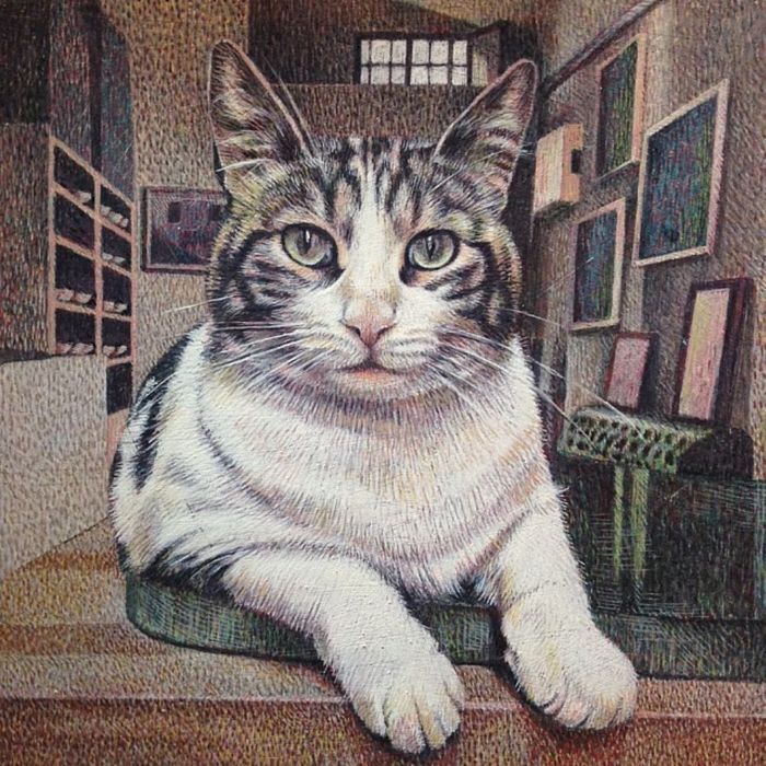 猫咪 版画 Tomoko Sakaoka