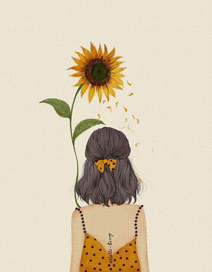 背影的浪漫 少女 插画 By HalleBerry