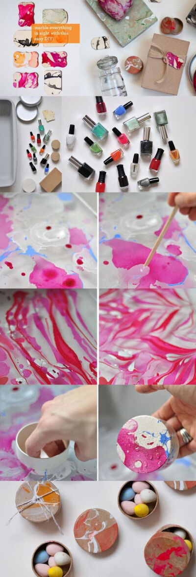 用指甲油画出大理石花纹