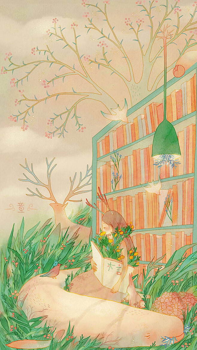 竖屏笔记手机壁纸唯美手绘插画