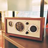 创意古典木制仿古夜光收音机 复古桌钟木质闹钟收音机 老人收音机