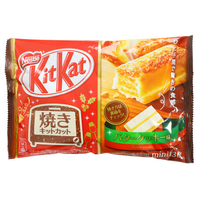 日本进口零食Nestle雀巢KitKat烘烤奶油曲奇味威化巧克力饼干150g