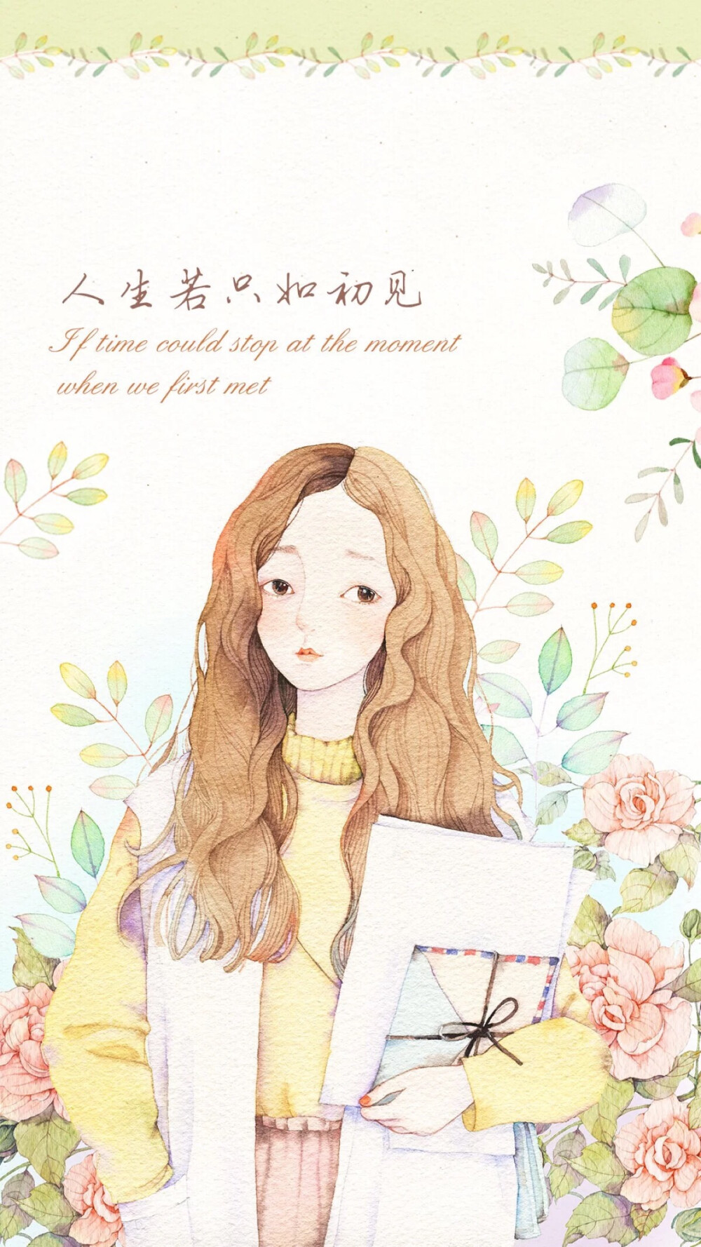 Hi壁纸✨ 手绘萌物.平铺锁屏.女孩.人生若只如初见头像