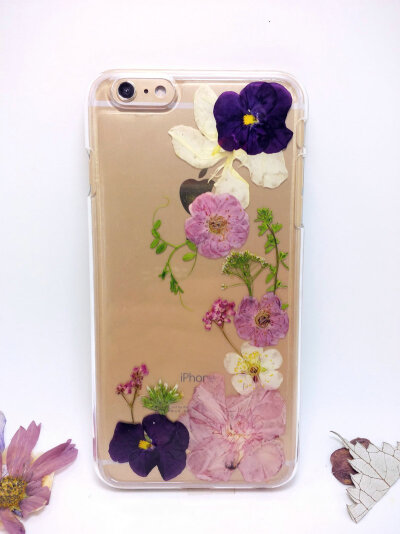 日韩可爱文艺iphone6s真花植物标本手机壳苹果7plus清新干花定制