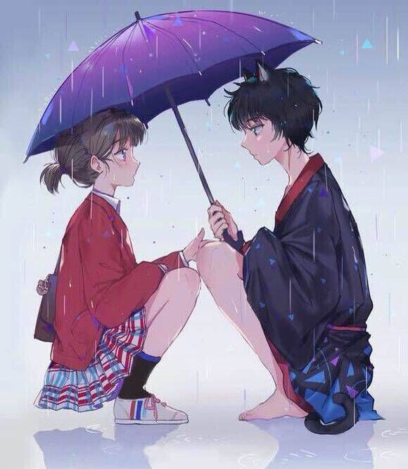 女孩与黑猫雨伞情头